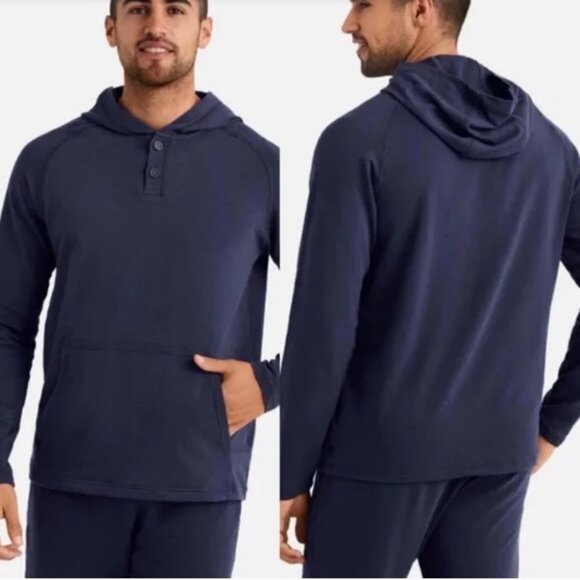 NEW Rhone Bolina Henley Hoodie Blue Size XLarge 2021 Lightweight Hooded Hood XL - Picture 1 of 12